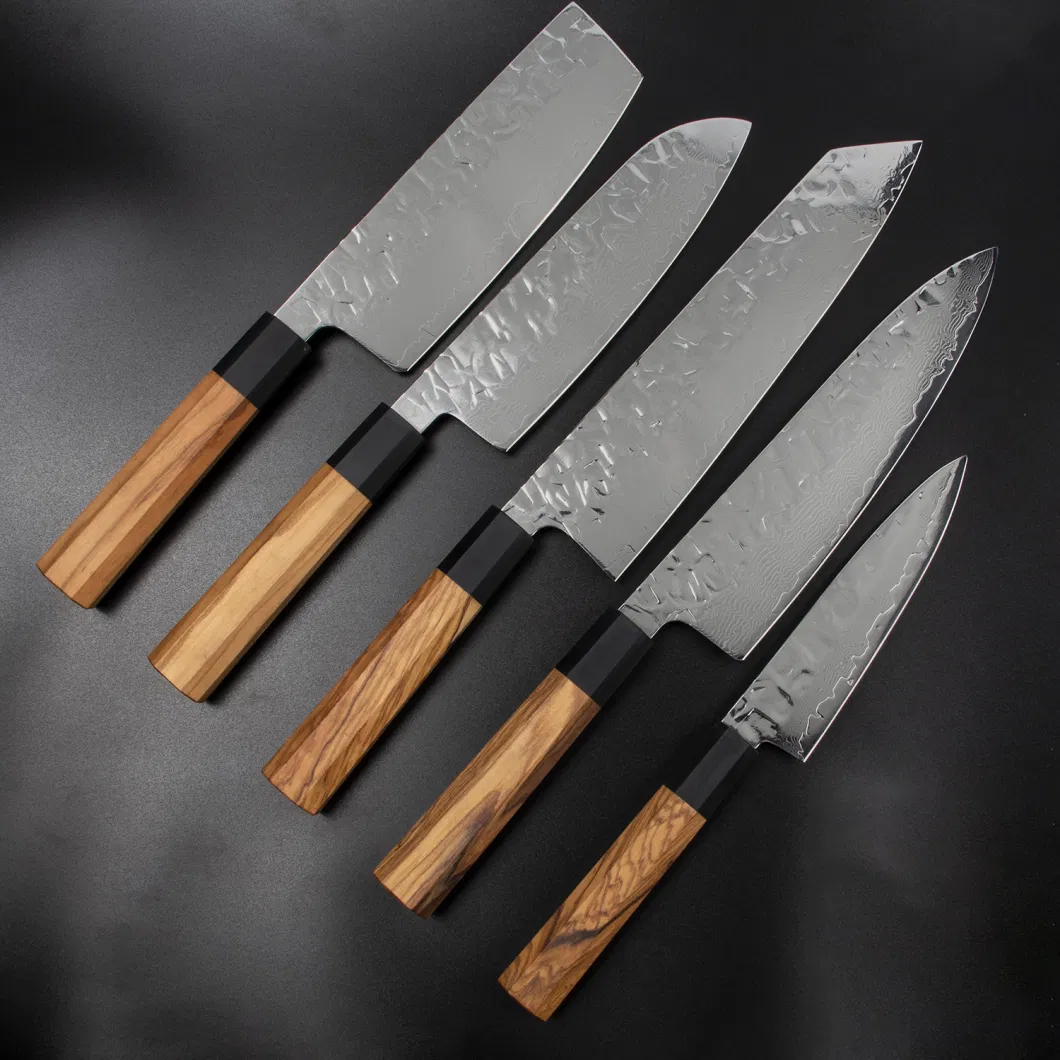 Damascus Knife /Janpanese Knife/Kitchen Knife Set with Olivewood Handle (SE-Z013)