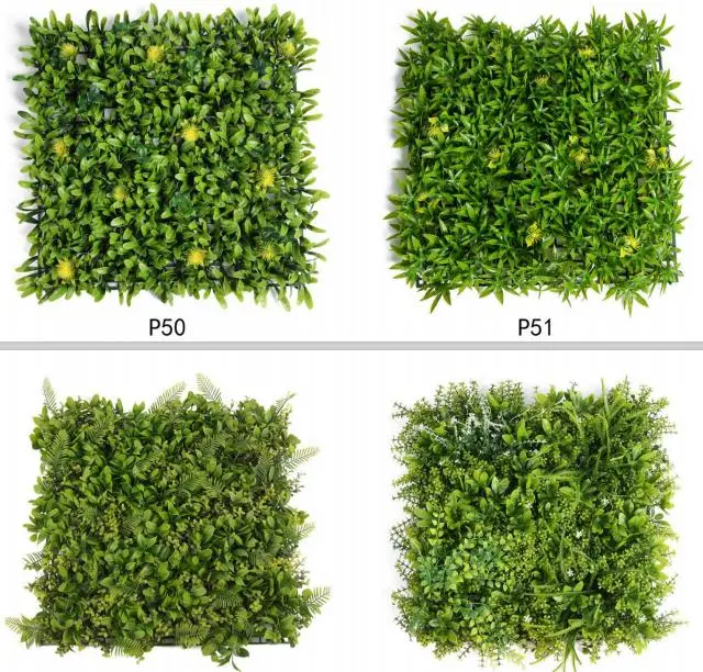 Hot Selling Garden Indoor Decorative Fake Plant Green Leaves Plastic Artificial Grass Flower Decoration Plant Green Hedge Panel